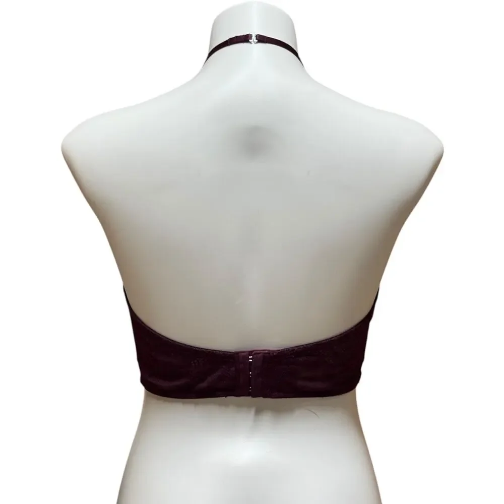 Victoria's Secret Very Sexy Lace Halter Underwire Bralette Wine Purple 36D